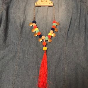 Boutique Pom Pom necklace w/ tassel